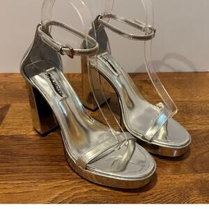 Steve Madden Women’s Veronika Platform Strappy Sandals Silver Size 8 Bling